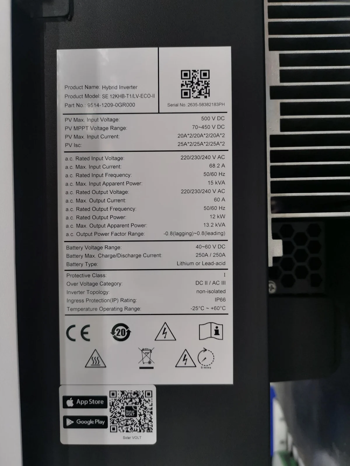 ECO II 12 kW sample references · Product nameplate